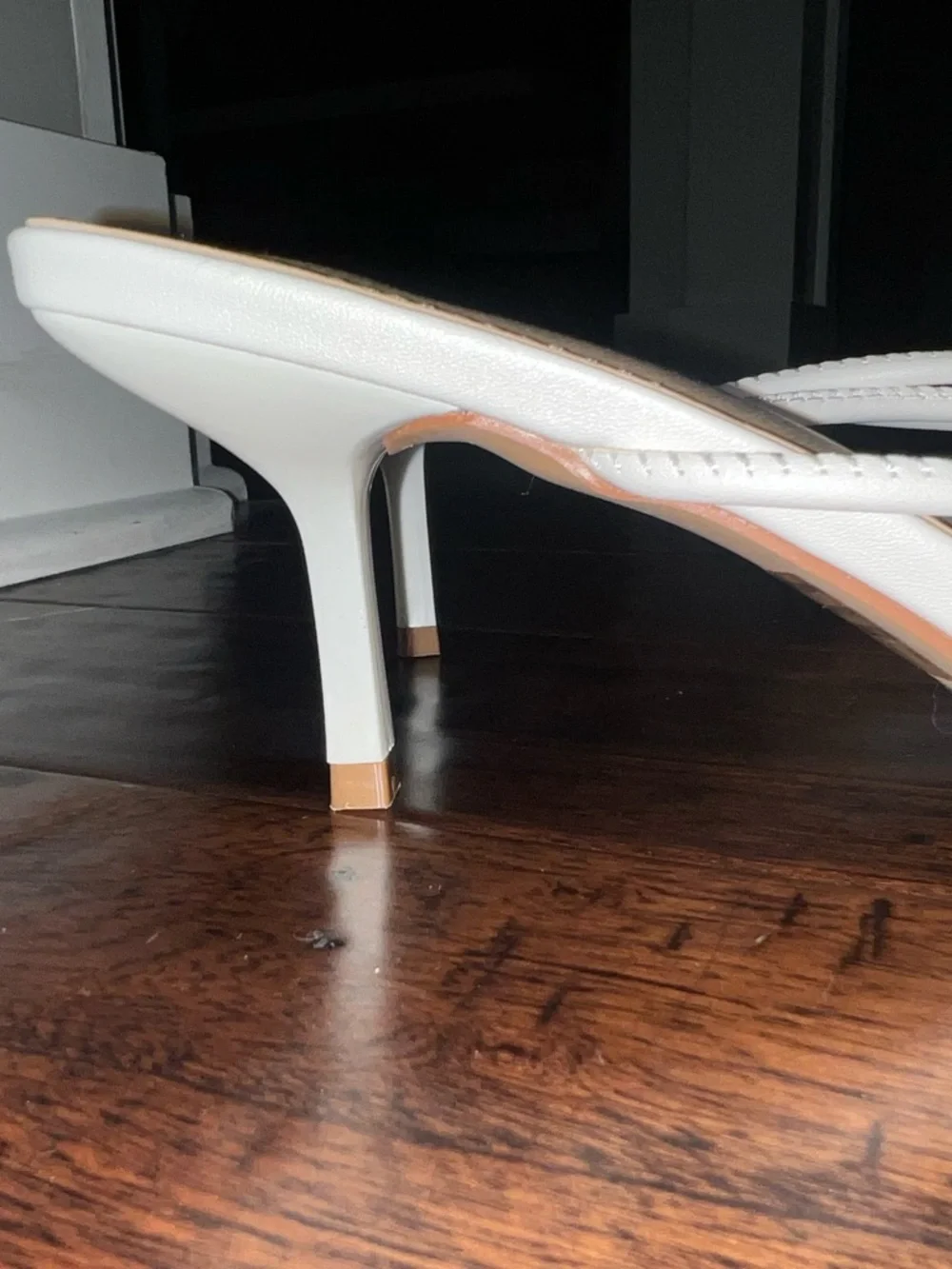 Fashion Nova White Strappy Mule Heels
